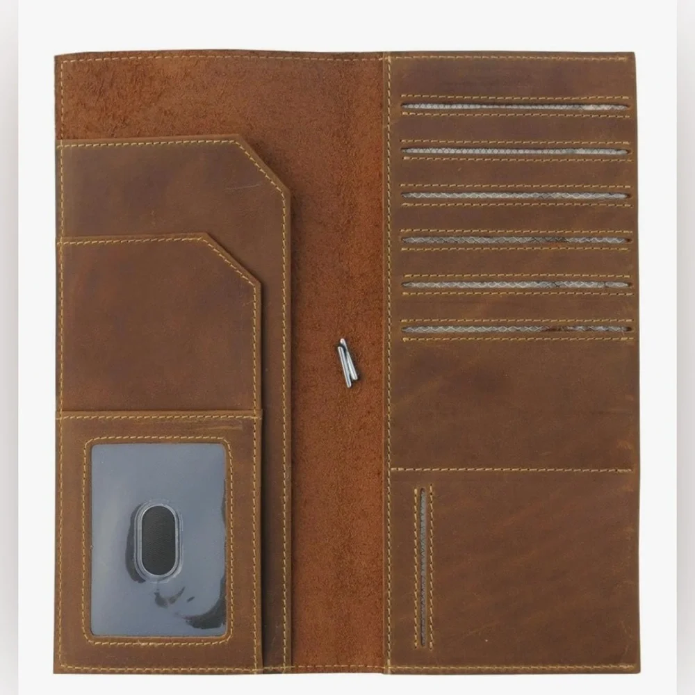 WANDERINGS Genuine Leather Passport Wallet with RFID Blocking for Men or Women